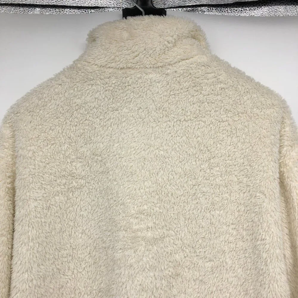 H&M Cream /  Off White Short 1/4 Zip Teddy Jacket size M - Picture 10 of 14